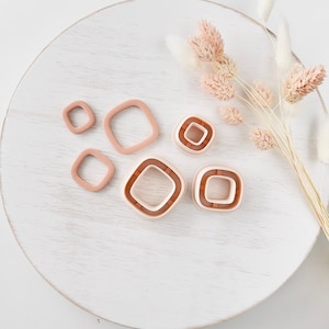 Polymer Clay Cutter, Irregular Square Shapes Set for Earrings, Organic Clay Cutter Tool for Jewelry Making, Soft Edge Design, T-14