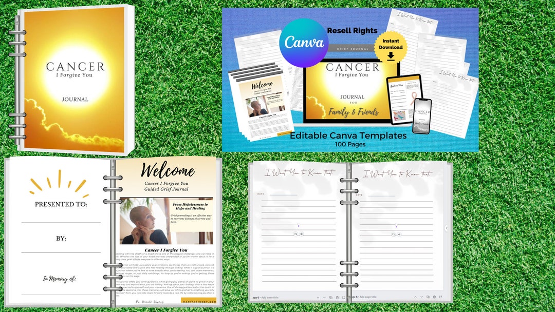 Editable CANCER Grief Therapy Journal | Cancer Journal| Printable Canva ...