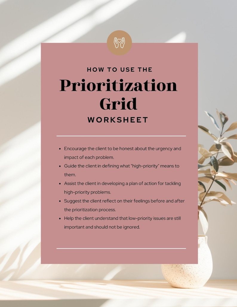 Prioritization Grid Worksheet - Etsy