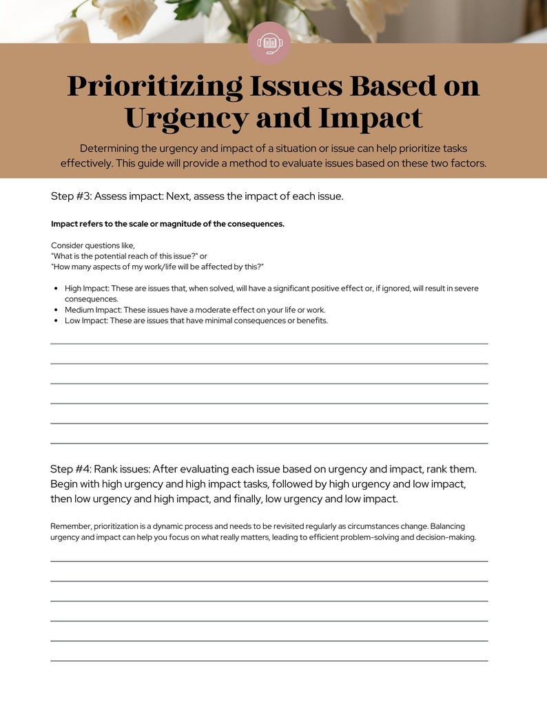 Prioritization Grid Worksheet - Etsy