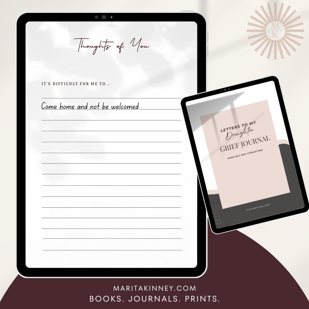 Editable Grief Therapy Journal Letters to My Daughter Canva Template ...