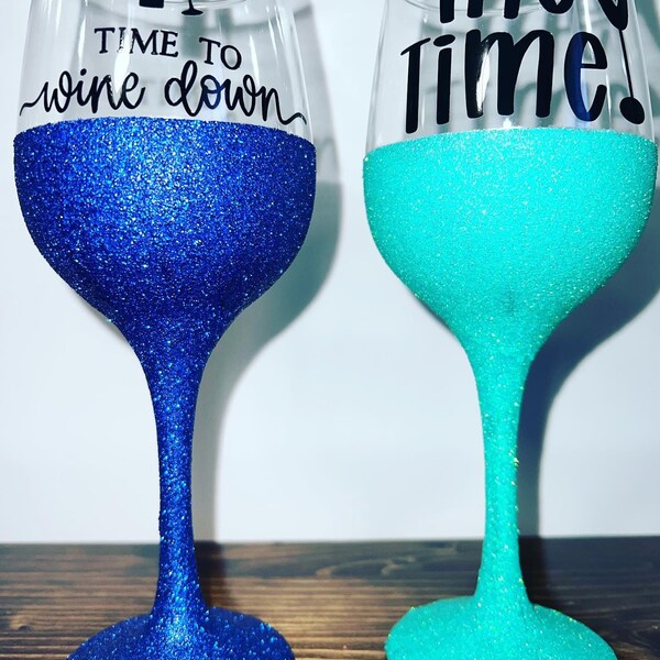 Glitter Wine Glasses Etsy