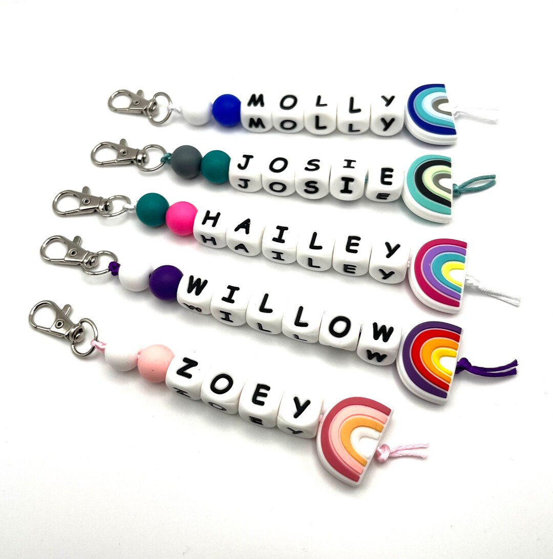 Name Keychain Rainbow Kids Personalized Name Rainbow Keychain - Colorful, Back to School ...