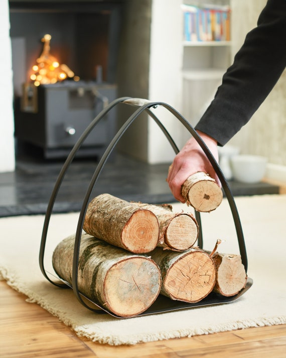 Contemporary Black Log Holder Scandi Style Nordic Geometric - Etsy UK