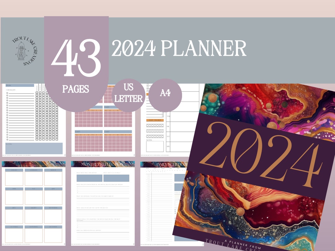 2024 Printable Monthly Planner Instant Download Printable Calendar 2024 ...