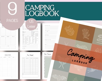 Camping Log Book | RV Trip Planner | Hiking Logbook | Family Memory Book | Rv Travel Journal | Travel Log | Camping Journal Printable