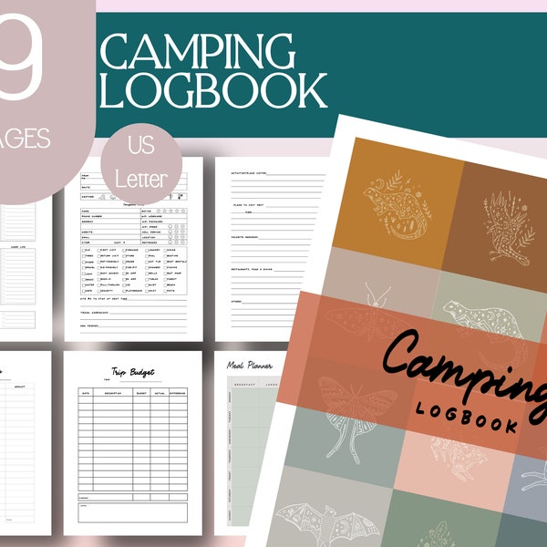 Camping Log Book | RV Trip Planner | Hiking Logbook | Family Memory Book | Rv Travel Journal | Travel Log | Camping Journal Printable