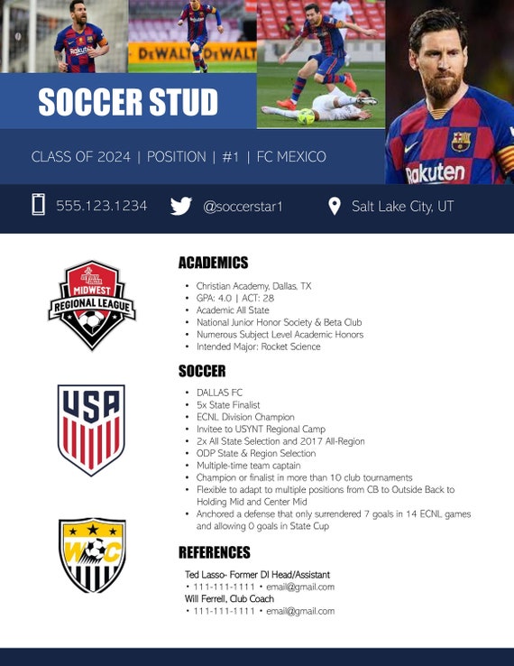 Soccer Player Profile Template Etsy Soccer Player Profile Template Etsy