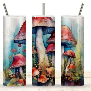 Mushroom Tumbler, Psychedelic Hippy, Colorful, 20 oz Skinny Tumbler Wrap Design, Digital Download Tumbler Wrap, Psychedelic Mushroom Design