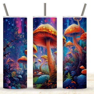 Mushroom Tumbler, Psychedelic Hippy, Colorful, 20 oz Skinny Tumbler Wrap Design, Digital Download Tumbler Wrap, Psychedelic Mushroom Design