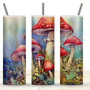 Mushroom Tumbler, Psychedelic Hippy, Colorful, 20 oz Skinny Tumbler Wrap Design, Digital Download Tumbler Wrap, Psychedelic Mushroom Design