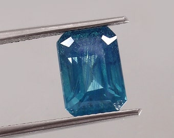 AAA Flawless Blue Green Radiant Bi Color Ceylon Parti Sapphire Loose Emerald Cut Gemstone, Fine Quality Sapphire Jewelry Making Cut 7x10x MM