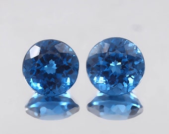 AAA Flawless Mozambique Blue Indicolite Tourmaline Pair Loose Round Gemstone Cut,Fine Quality Indicolite Tourmaline Earring Making Pair