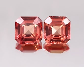AAA Ceylon perzik roze Padparadscha saffier paar losse Asscher gesneden edelsteen geslepen saffier sieraden maken gereedschap & ring ruwe huwelijkscadeau 3.50Ct