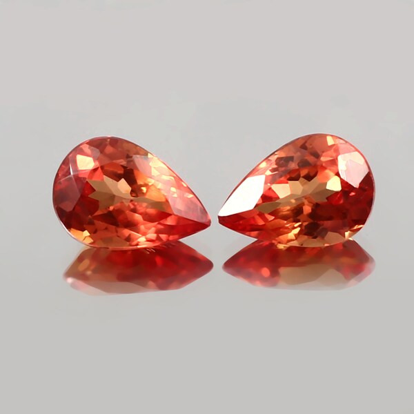 7x10x4.50MM Flawless Ceylon Padparadscha Sapphire Loose Pear Gemstone Cut Pair,Excellent Sapphire Jewelry & Earing Making Maching Pair