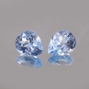 AAA 6.50 x 8MM Flawless Brazilian Aquamarine Loose Pear Gemstone Cut Pair, Fine Quality Aquamarine Earing And Jewelry Making Cut Pair 3.50Ct