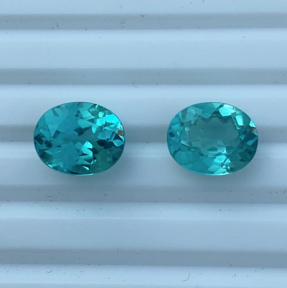 AAA Flawless Ceylon Blue Green Parti Sapphire Loose Oval Gemstone Cut Pair Excellent Quality Sapphire Oval Fashion Jewelry And Earing Raw