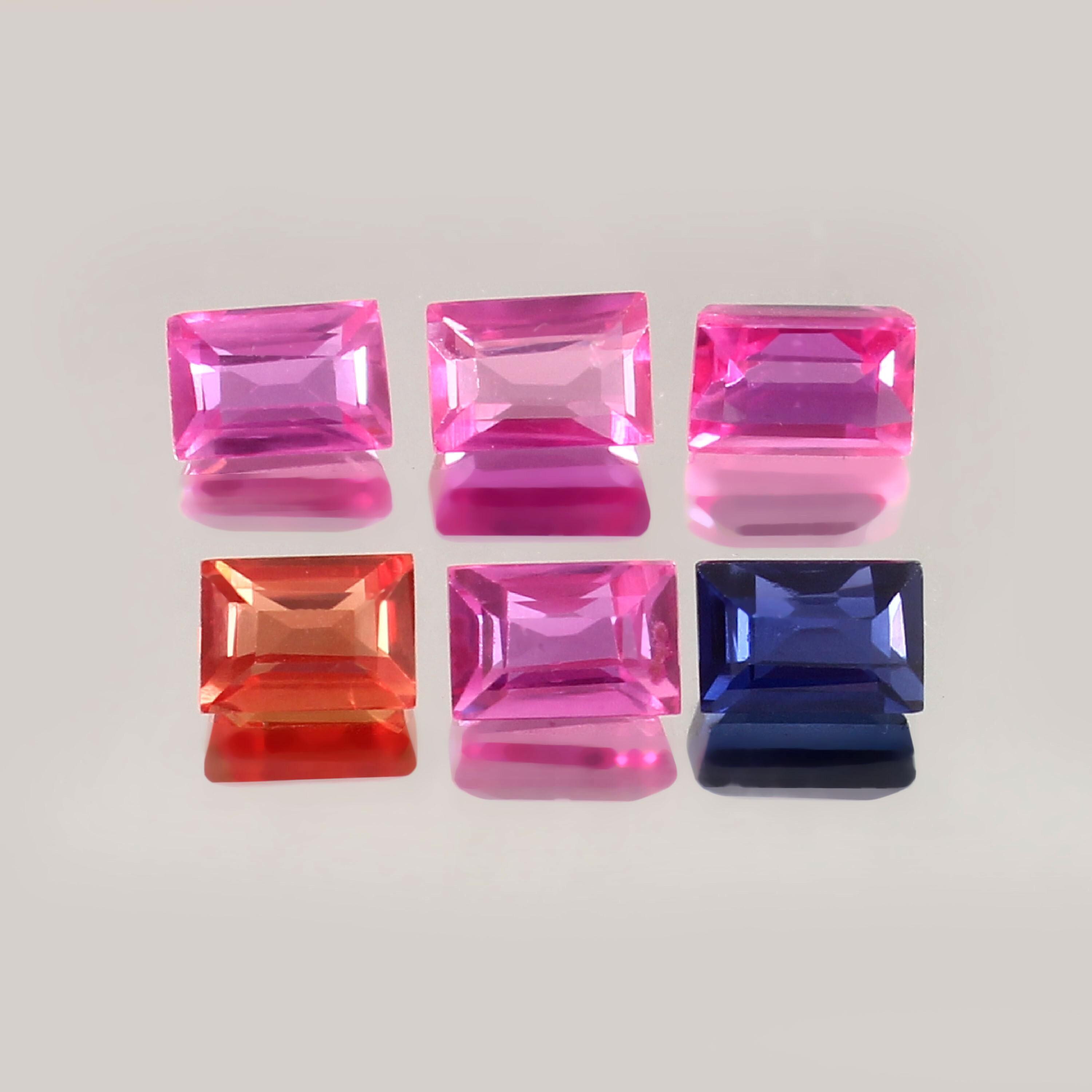 4X6X3 MM - AAA フローレス セイロン ピンク オレンジ ブルー