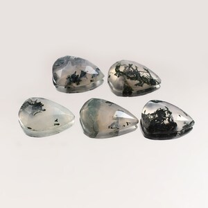 10x15x4 MM Natural Moss Agate Rose Cut Pair Lot 5 Pcs, Green Moss Agate Moss Agate For Jewelry, Moss Agate Gemstone, Moss Agate Diamond Cut