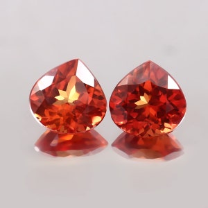 AAA 10.70MM Flawless Ceylon Fanta Orange Sapphire Loose Heart Gemstone Cut Pair,Valentine's Jewelry & Earing Making Sapphire Matched Pair