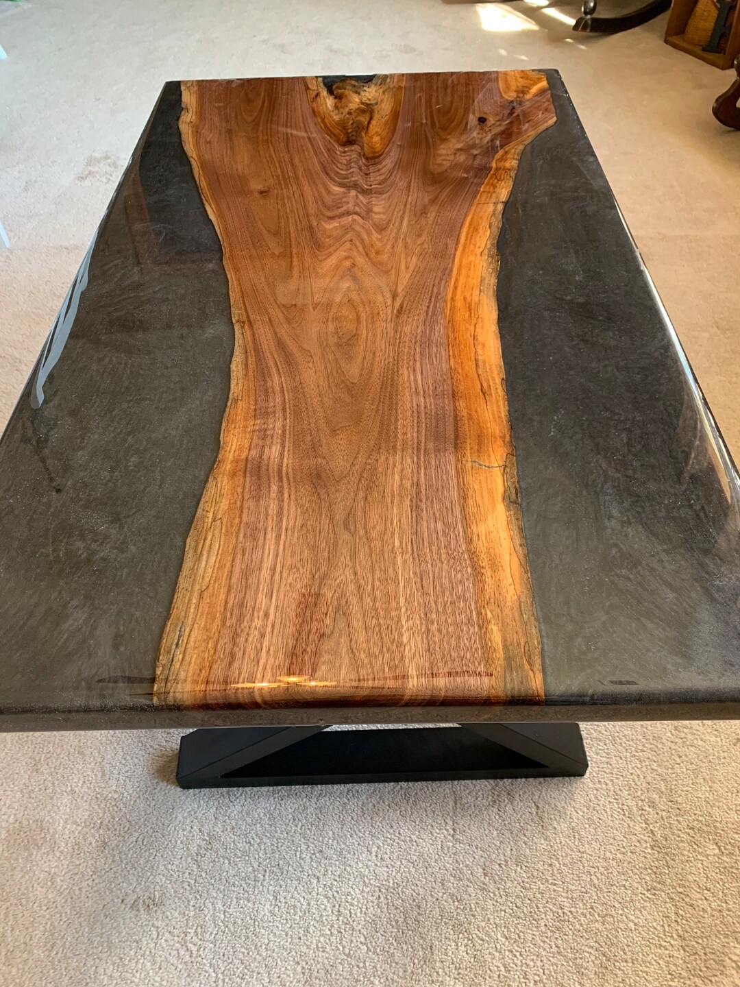Epoxy River Table/ Coffee Table/ River Epoxy End Table/ Walnut End