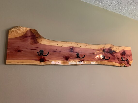 Live edge coat discount rack with shelf