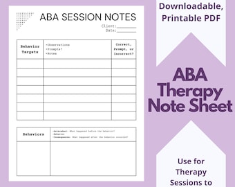 ABA 療法ノート | 行動技術者、行動分析士の ABA セッション用ノートシート
