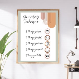 School Counselor Office Print | 54321 Grounding Techniques Office Wall Decor, school counseling office