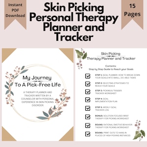 Skin Picking Therapy Journal, Planner, Workbook, and Tracker: Excoriation Disorder Self-Help Therapy, Habit Tracker, Motivational Prints