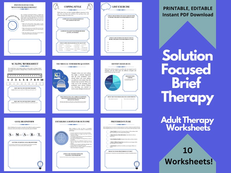 SFBT Worksheets Solution Focused Brief Therapy Worksheets - Etsy
