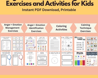 Anger and Emotion Management Worksheets | 18 Activity + Exercise Bundle for Child Anger Management, SEL learning, IED, ODD, Conduct Disorder