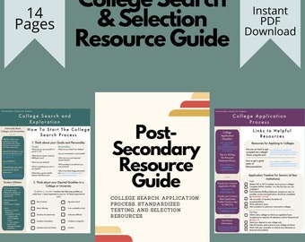 College Search and Selection Resource Guide | tips for searching & selecting colleges, timelines, testing, financial aid, informational