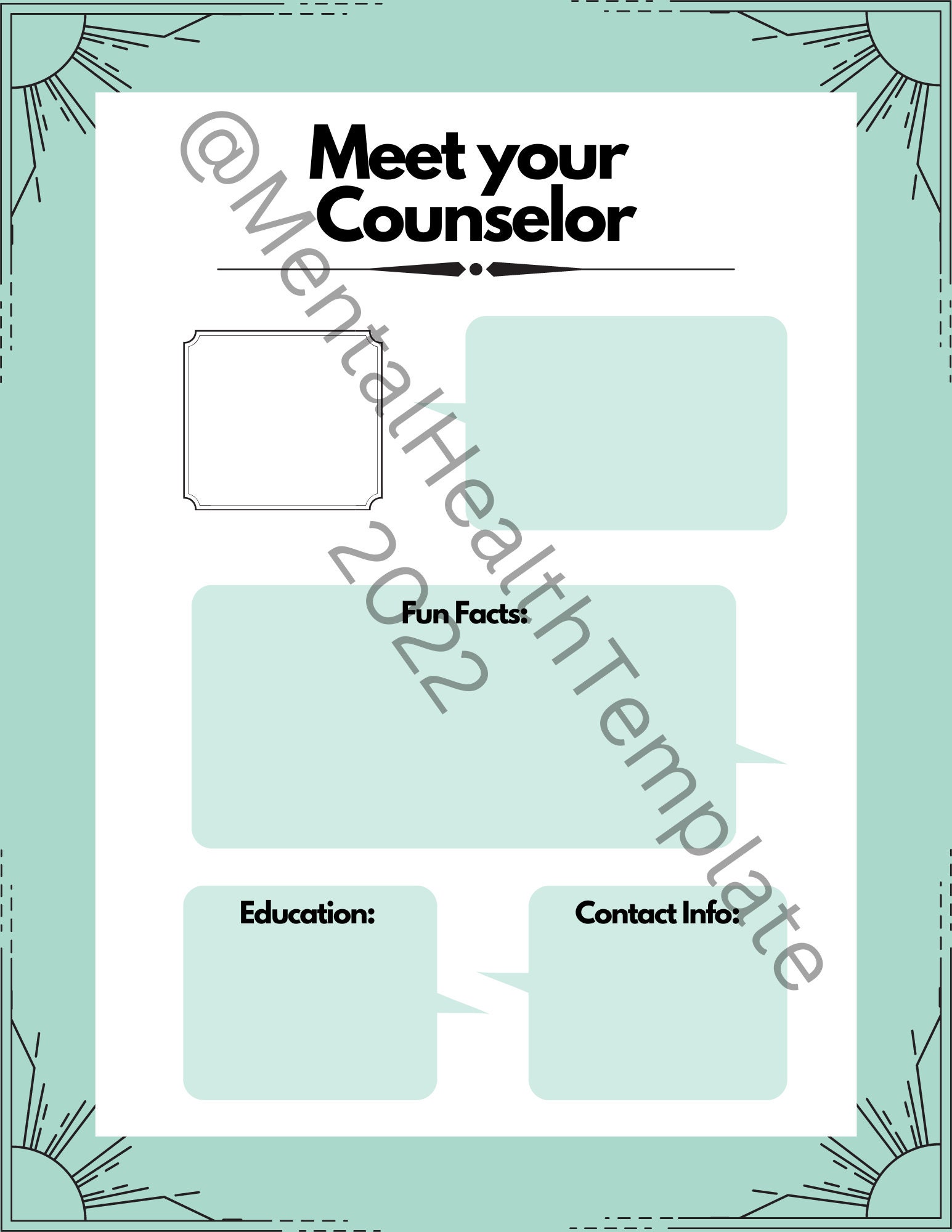 Meet Your Counselor Template: Editable Microsoft Word Instant Download