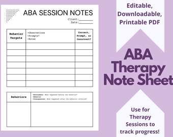 ABA Therapy Notes Behavior Technician Behavior Analyst Note - Etsy Hong Kong