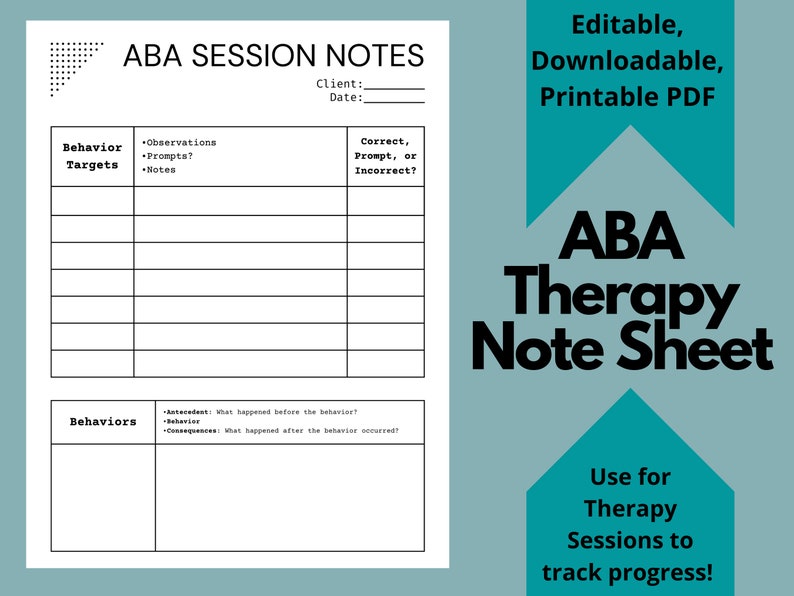 aba-therapy-notes-rbt-bcba-behavior-technician-note-sheets-etsy