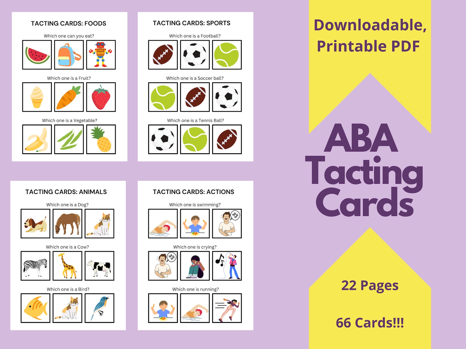ABA Tacting Cards 66 Flashcards for Aba Therapy Sessions Etsy