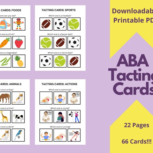 ABA Tacting Cards 66 Flashcards for Aba Therapy Sessions Etsy