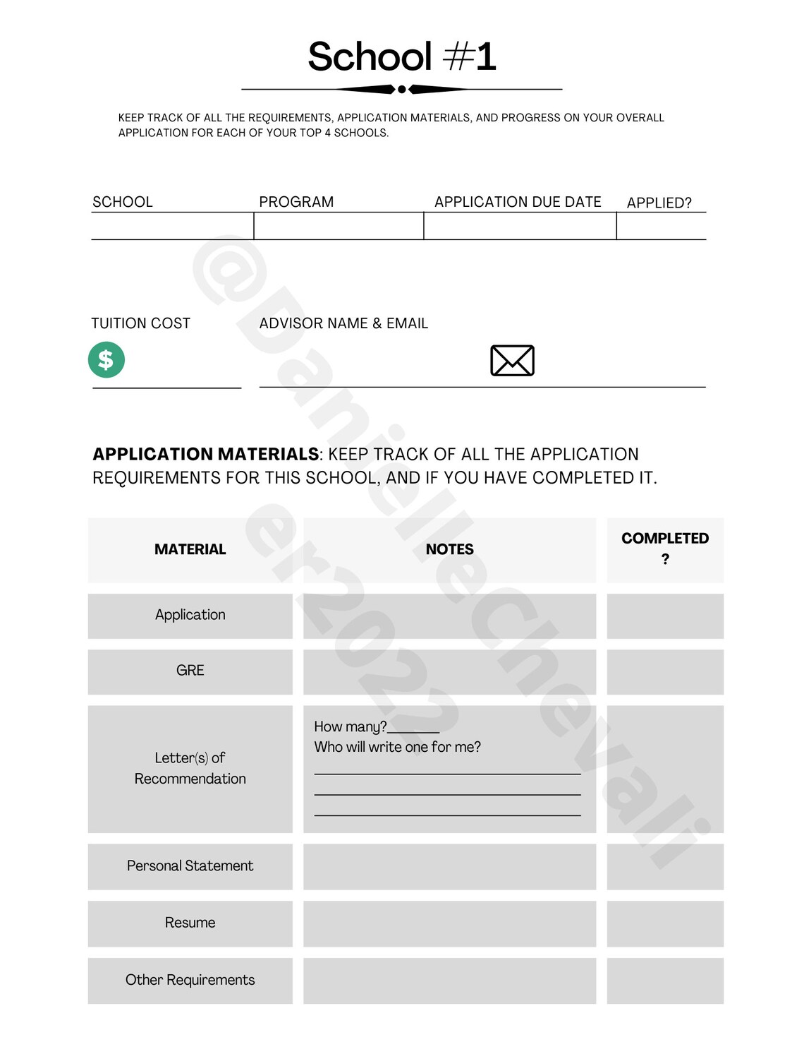 Ultimate Grad School Application Checklist and Planner Etsy