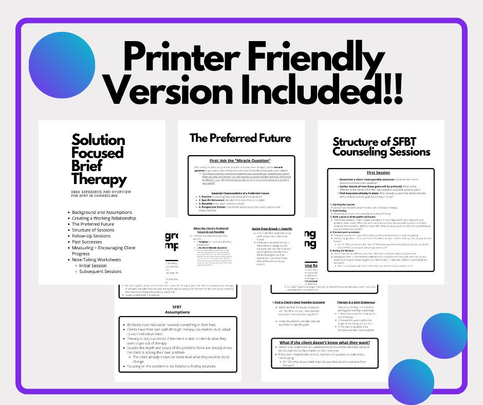 SFBT Overview and Guide Solution Focused Brief Therapy Desk Reference ...