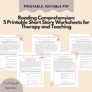 Printable Reading Comprehension Question Worksheets for Kids | 5 Editable Worksheets | ABA Therapy, Teaching, Counseling, Learning