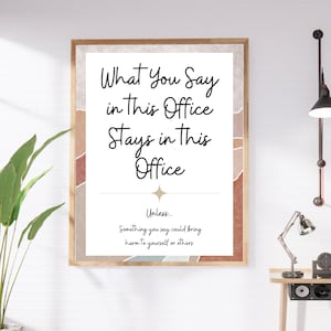 Counselor Confidentiality Cute Wall Hanging: BOHO School Counselor Office, Counselor office