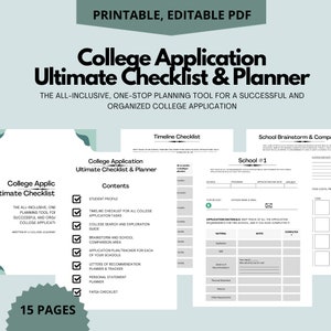 Ultimate College Application Planner and Checklist | Printable, Editable PDF Download