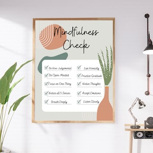 School Counselor Office Print | Mindfulness Check Office Decor, BOHO poster