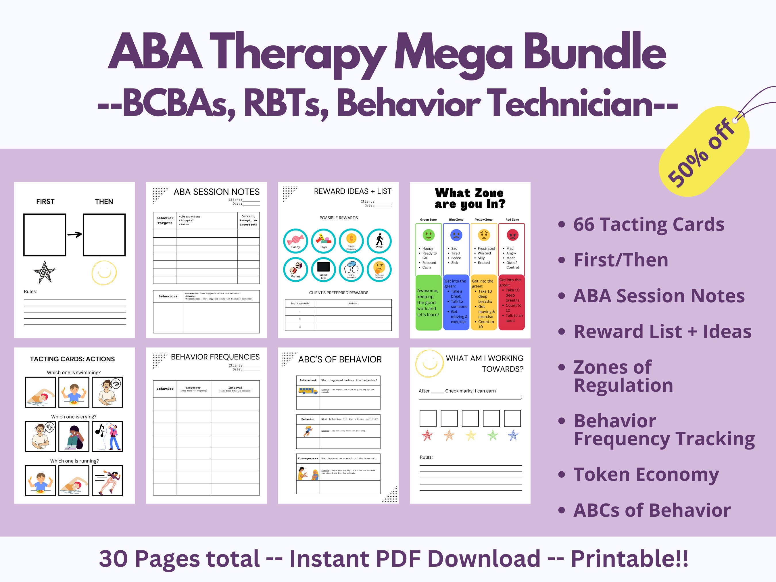 ABA Therapy Bundle RBT BCBA Behavior Technician Session Etsy Canada