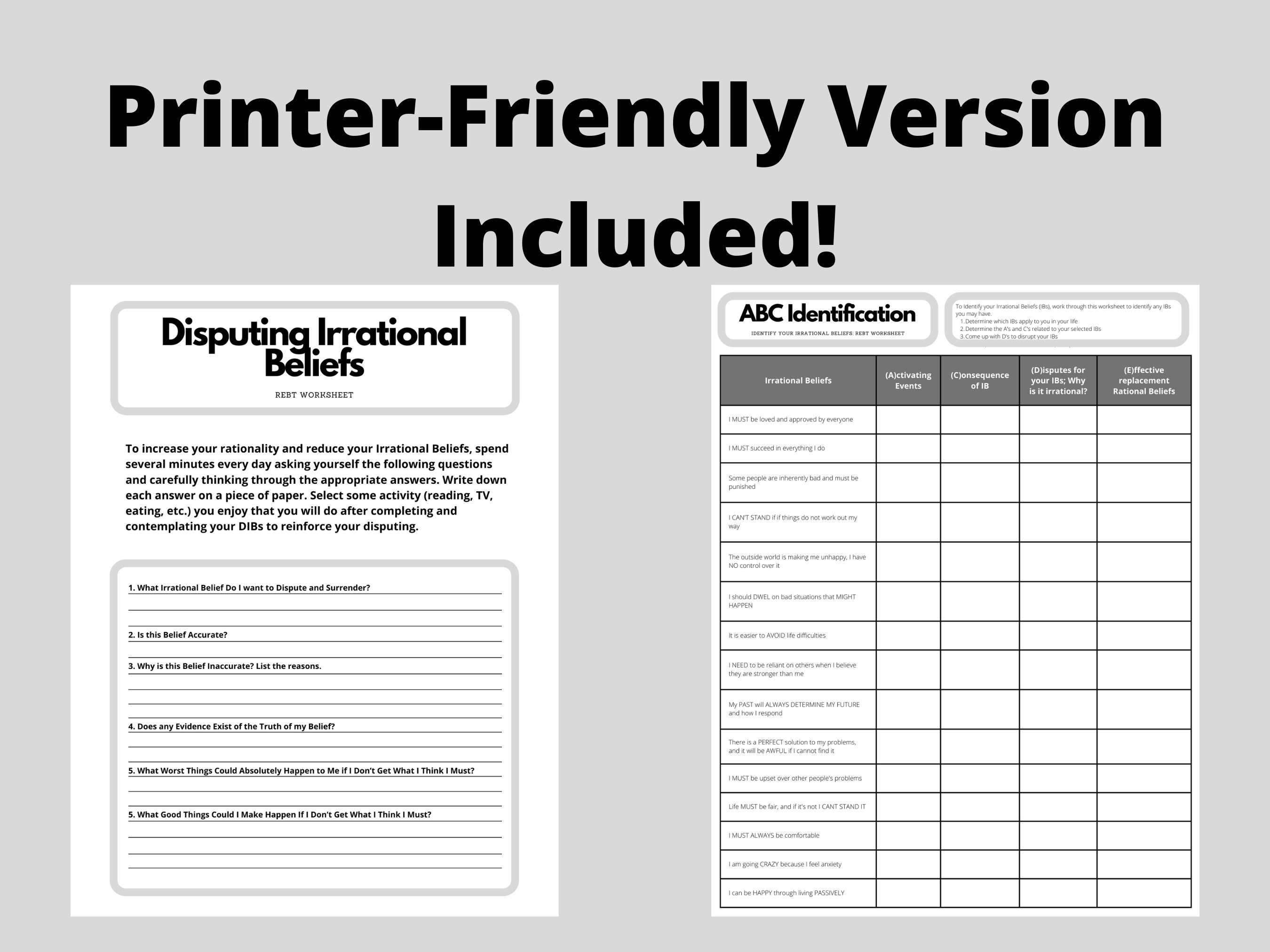 REBT Counseling Worksheets - Etsy Finland