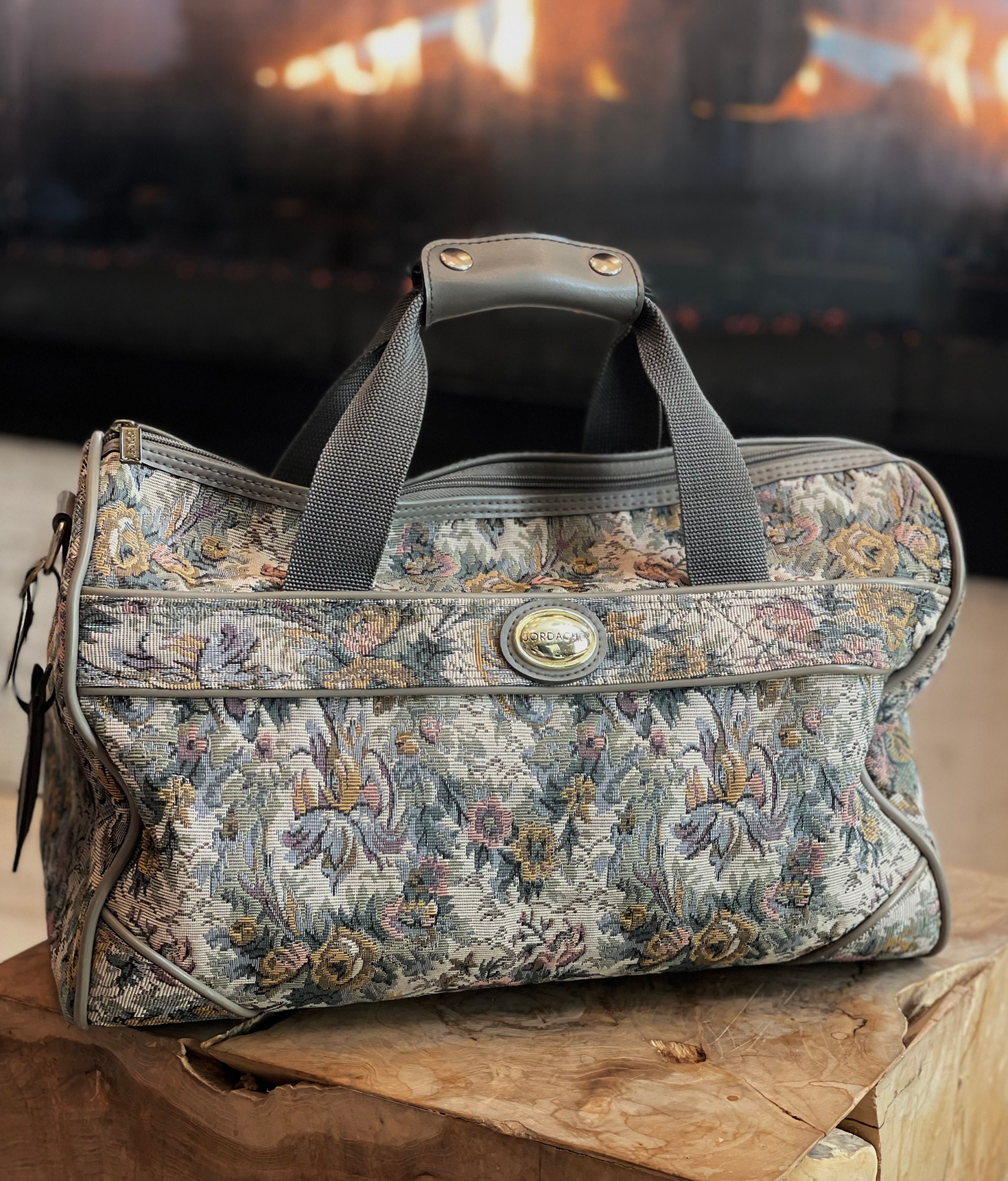 French Luggage Co Tapestry Bag Vintage Unicorn Countryside