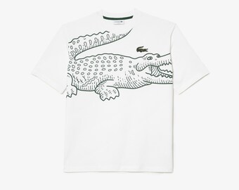 Lacoste Herren-T-Shirt mit lockerer Passform, Rundhalsausschnitt und Krokodildruck