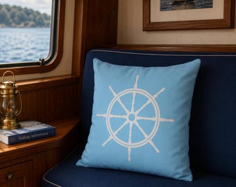 Large Ship Wheel Square Pillow