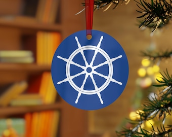 Metal Round Ship Wheel Ornament