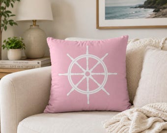Small Ship Wheel Square Pillow